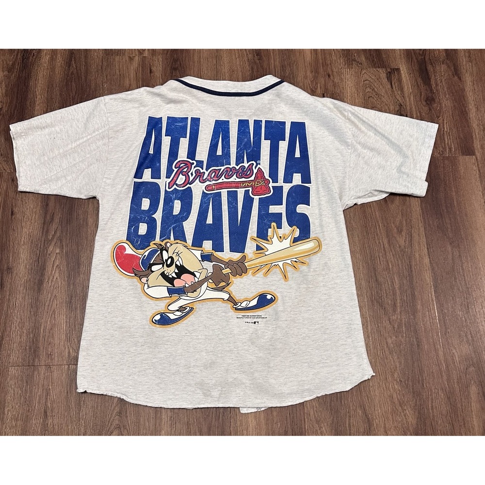 Vintage Atlanta Braves Taz Looney Tunes Baseball Jersey 1995 Sun Sportswear L